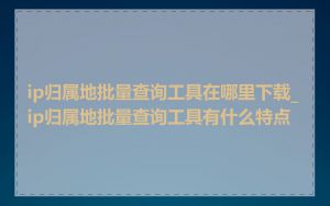 ip归属地批量查询工具在哪里下载_ip归属地批量查询工具有什么特点