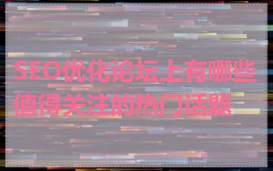 SEO优化论坛上有哪些值得关注的热门话题