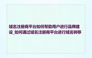 域名注册商平台如何帮助用户进行品牌建设_如何通过域名注册商平台进行域名转移