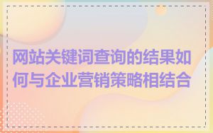 网站关键词查询的结果如何与企业营销策略相结合