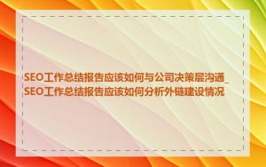 SEO工作总结报告应该如何与公司决策层沟通_SEO工作总结报告应该如何分析外链建设情况