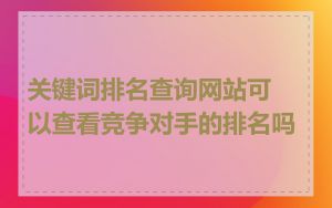 关键词排名查询网站可以查看竞争对手的排名吗