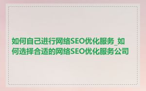 如何自己进行网络SEO优化服务_如何选择合适的网络SEO优化服务公司