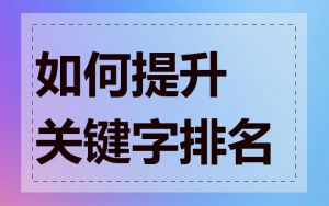 如何提升关键字排名