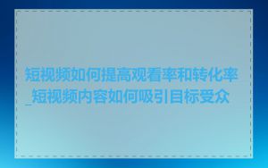 短视频如何提高观看率和转化率_短视频内容如何吸引目标受众