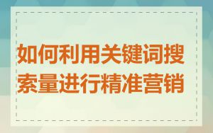 如何利用关键词搜索量进行精准营销