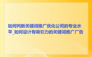 如何判断关键词推广优化公司的专业水平_如何设计有吸引力的关键词推广广告