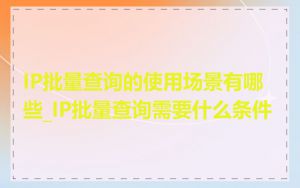 IP批量查询的使用场景有哪些_IP批量查询需要什么条件
