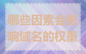 哪些因素会影响域名的权重