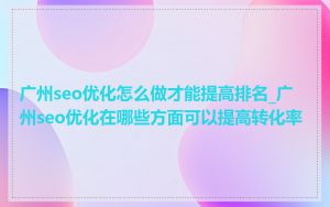广州seo优化怎么做才能提高排名_广州seo优化在哪些方面可以提高转化率