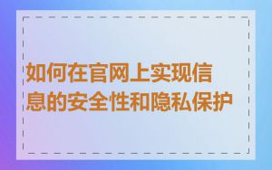 如何在官网上实现信息的安全性和隐私保护