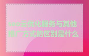 seo云优化服务与其他推广方式的区别是什么