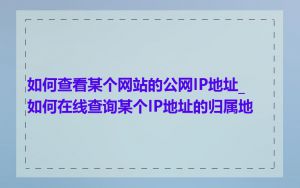 如何查看某个网站的公网IP地址_如何在线查询某个IP地址的归属地