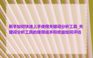 新手如何快速上手使用关键词分析工具_关键词分析工具的使用成本和收益如何评估