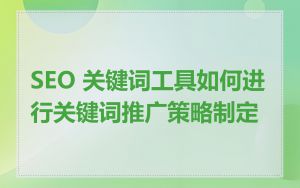 SEO 关键词工具如何进行关键词推广策略制定