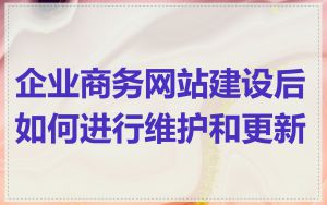 企业商务网站建设后如何进行维护和更新