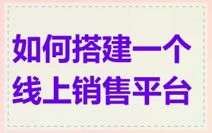如何搭建一个线上销售平台