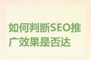 如何判断SEO推广效果是否达标