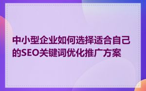 中小型企业如何选择适合自己的SEO关键词优化推广方案