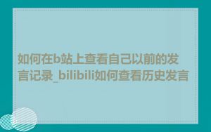 如何在b站上查看自己以前的发言记录_bilibili如何查看历史发言