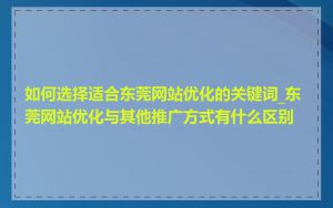 如何选择适合东莞网站优化的关键词_东莞网站优化与其他推广方式有什么区别