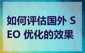 如何评估国外 SEO 优化的效果