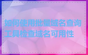 如何使用批量域名查询工具检查域名可用性