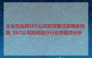 企业在选择SEO公司时需要注意哪些问题_SEO公司如何进行行业关键词分析