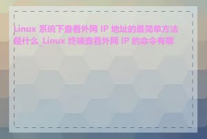 Linux 系统下查看外网 IP 地址的最简单方法是什么_Linux 终端查看外网 IP 的命令有哪些