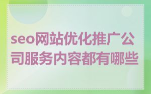 seo网站优化推广公司服务内容都有哪些