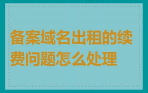 备案域名出租的续费问题怎么处理