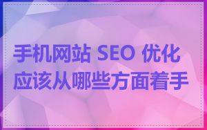 手机网站 SEO 优化应该从哪些方面着手
