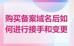 购买备案域名后如何进行接手和变更