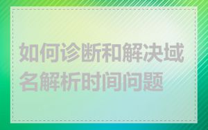 如何诊断和解决域名解析时间问题