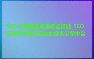 SEO 经理需要具备哪些技能_SEO 经理如何提高网站的搜索引擎排名