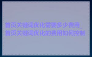 首页关键词优化需要多少费用_首页关键词优化的费用如何控制