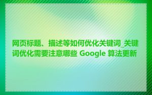 网页标题、描述等如何优化关键词_关键词优化需要注意哪些 Google 算法更新