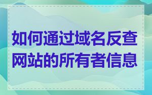 如何通过域名反查网站的所有者信息