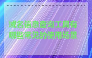 域名信息查询工具有哪些常见的使用场景
