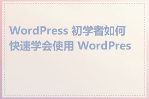 WordPress 初学者如何快速学会使用 WordPress