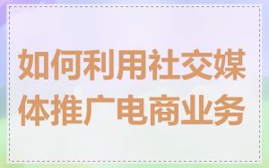 如何利用社交媒体推广电商业务