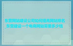 东营网站建设公司如何提高网站排名_东营建设一个电商网站需要多少钱