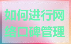 如何进行网络口碑管理