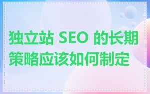 独立站 SEO 的长期策略应该如何制定