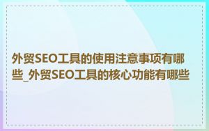 外贸SEO工具的使用注意事项有哪些_外贸SEO工具的核心功能有哪些