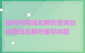 如何利用域名解析查询台排查域名解析缓存问题