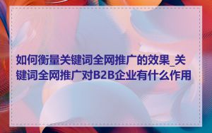 如何衡量关键词全网推广的效果_关键词全网推广对B2B企业有什么作用
