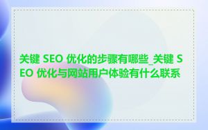 关键 SEO 优化的步骤有哪些_关键 SEO 优化与网站用户体验有什么联系