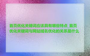 首页优化关键词应该具有哪些特点_首页优化关键词与网站域名优化的关系是什么