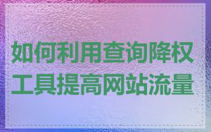 如何利用查询降权工具提高网站流量